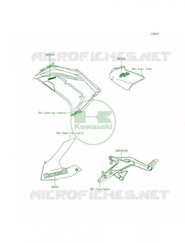 DecalsOrangeGreenGrayEEF Kawasaki MOTOS 650 2015 Ninja 650  EX650EFF