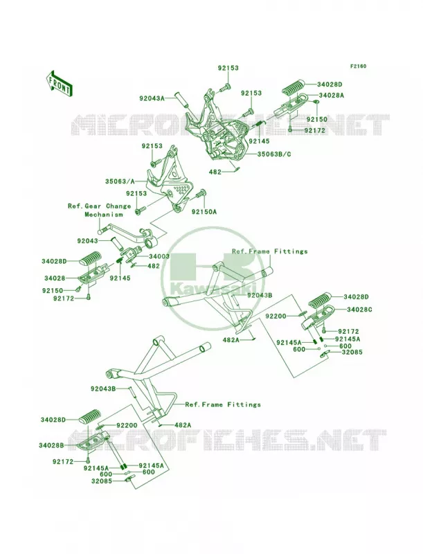 Footrests Kawasaki MOTOS 650 2013 Versys  KLE650CDF