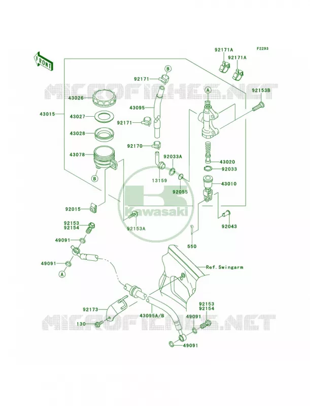 Rear Master Cylinder Kawasaki MOTOS 650 2013 Versys  KLE650CDF
