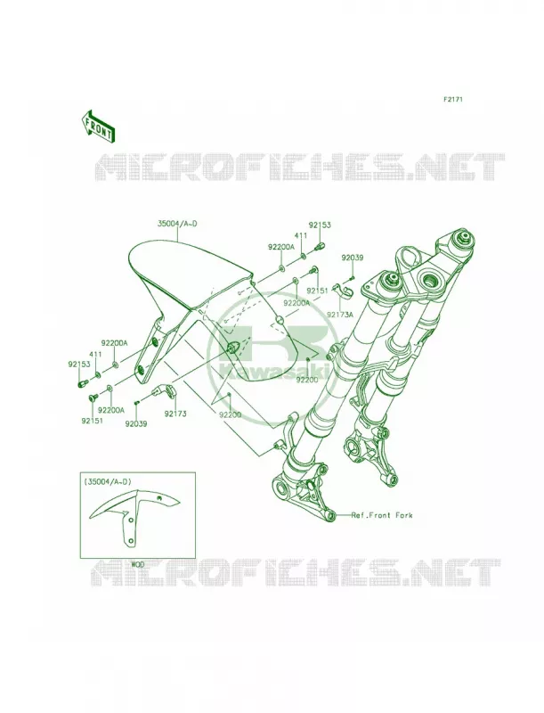 Front Fenders Kawasaki MOTOS 1000 2014 Ninja 1000 ABS  ZX1000MEF