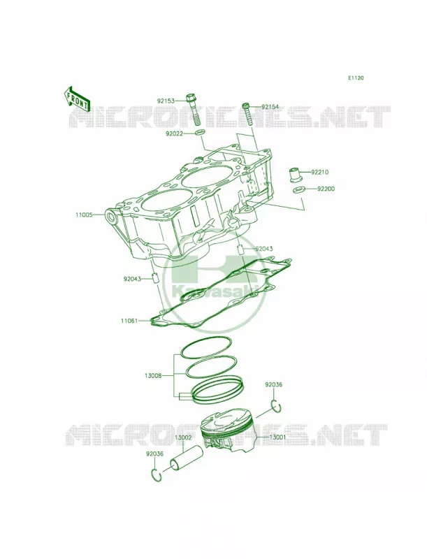 CylinderPistons Kawasaki MOTOS 650 2014 Ninja 650 ABS  EX650FEF