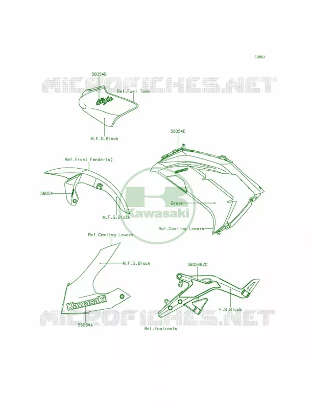 DecalsGreenFDSCN Kawasaki MOTOS 650 2014 Ninja 650 ABS  EX650FEF