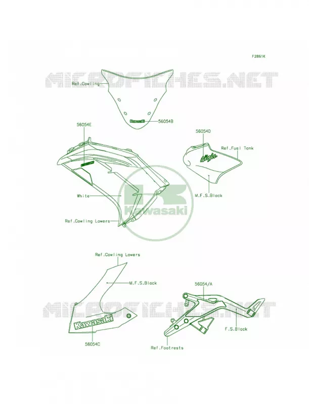 DecalsP.F.S.WhiteEFF Kawasaki MOTOS 650 2014 Ninja 650  EX650EEF