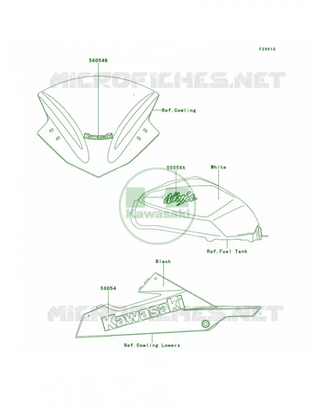 DecalsWhiteAEF Kawasaki MOTOS 300 2014 Ninja 300 SE  EX300AEF