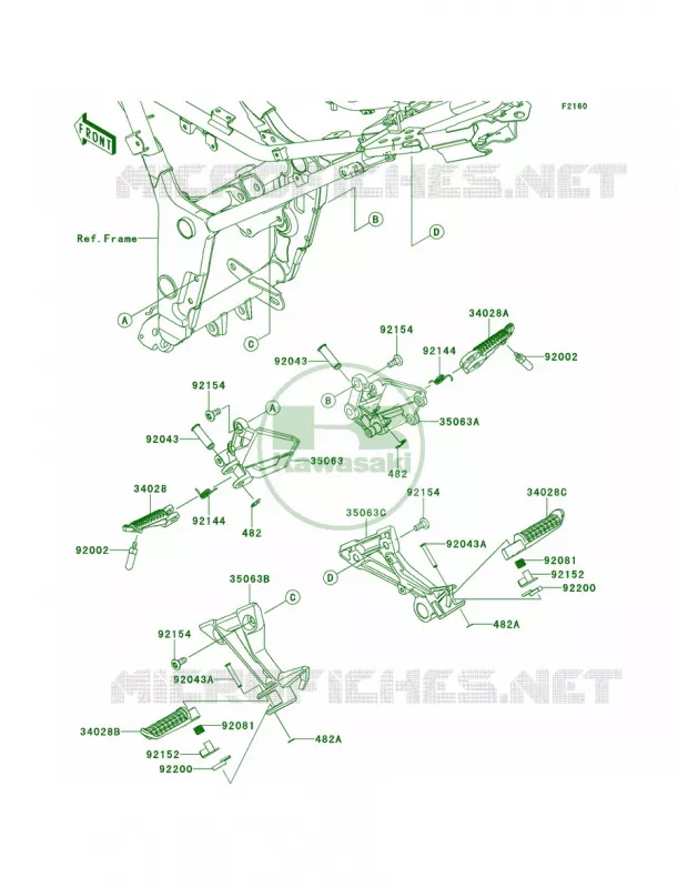 Footrests Kawasaki MOTOS 300 2014 Ninja 300 SE  EX300AEF