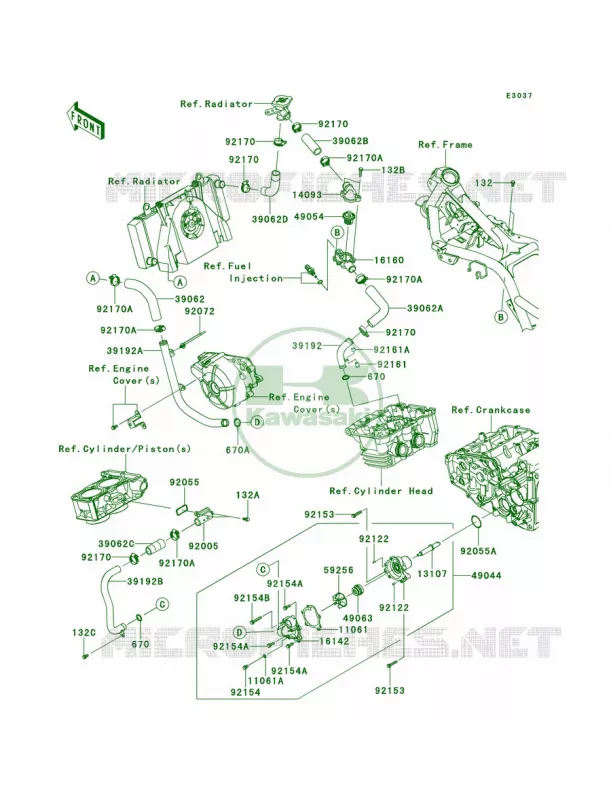 Water Pipe Kawasaki MOTOS 300 2014 Ninja 300 SE  EX300AEF
