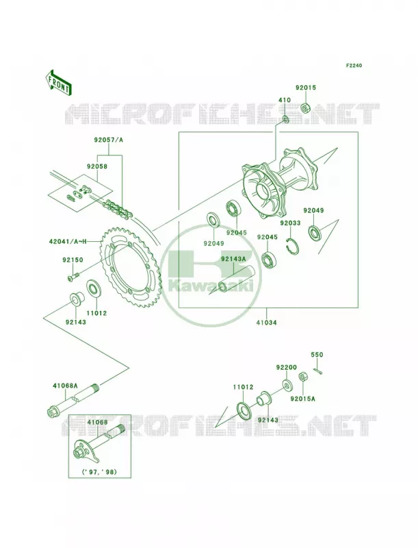 Rear Hub Kawasaki MOTOS 220 2000 KDX220R  KDX220-A7