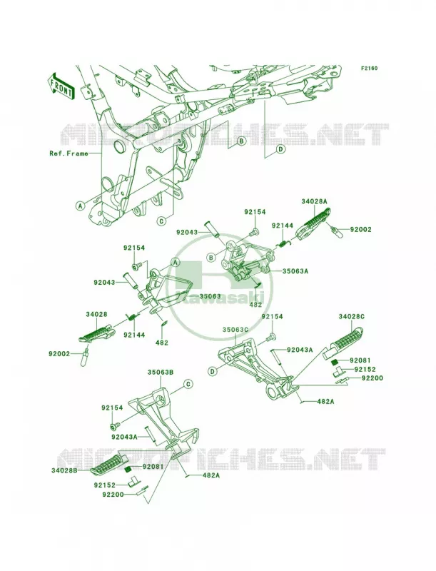 Footrests Kawasaki MOTOS 300 2014 Ninja 300 SE  EX300AEFA