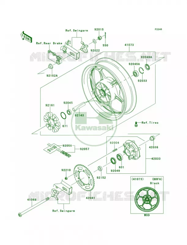 Rear WheelChainBDF-BEF Kawasaki MOTOS 300 2014 Ninja 300 ABS SE  EX300BEFA