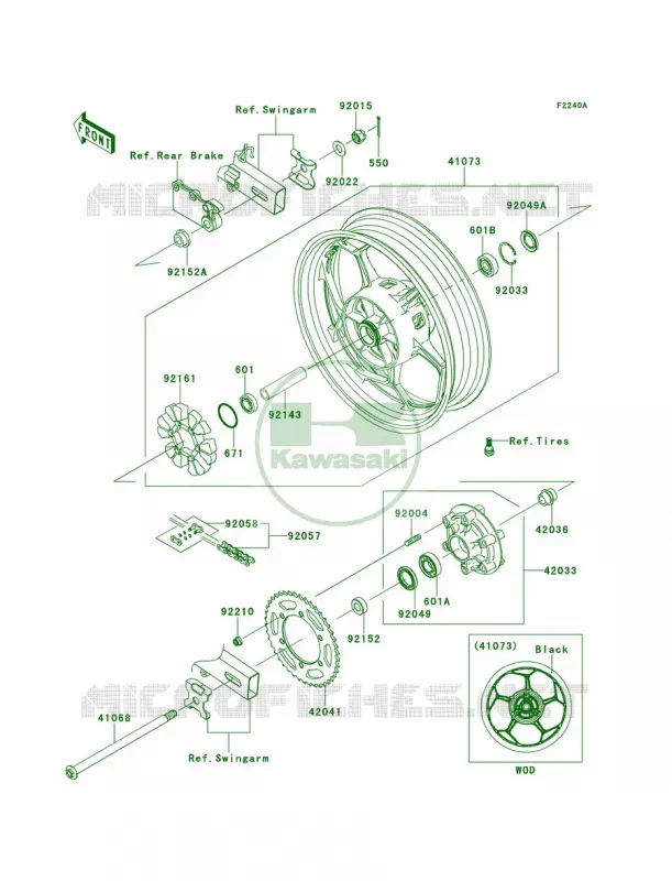 Rear WheelChainBEFA Kawasaki MOTOS 300 2014 Ninja 300 ABS SE  EX300BEFA