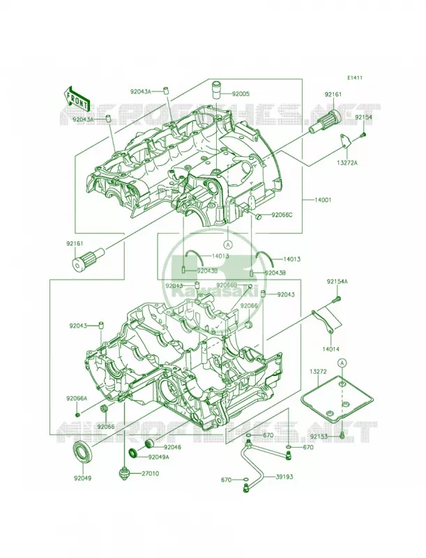 Crankcase Kawasaki MOTOS 1000 2014 Z1000 ABS  ZR1000GEF