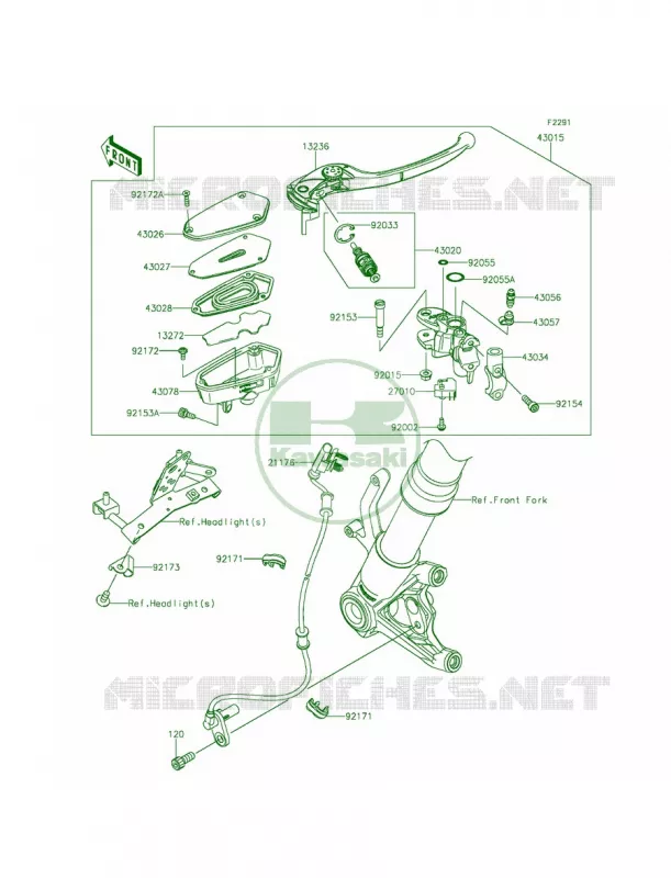 Front Master Cylinder Kawasaki MOTOS 1000 2014 Z1000 ABS  ZR1000GEF