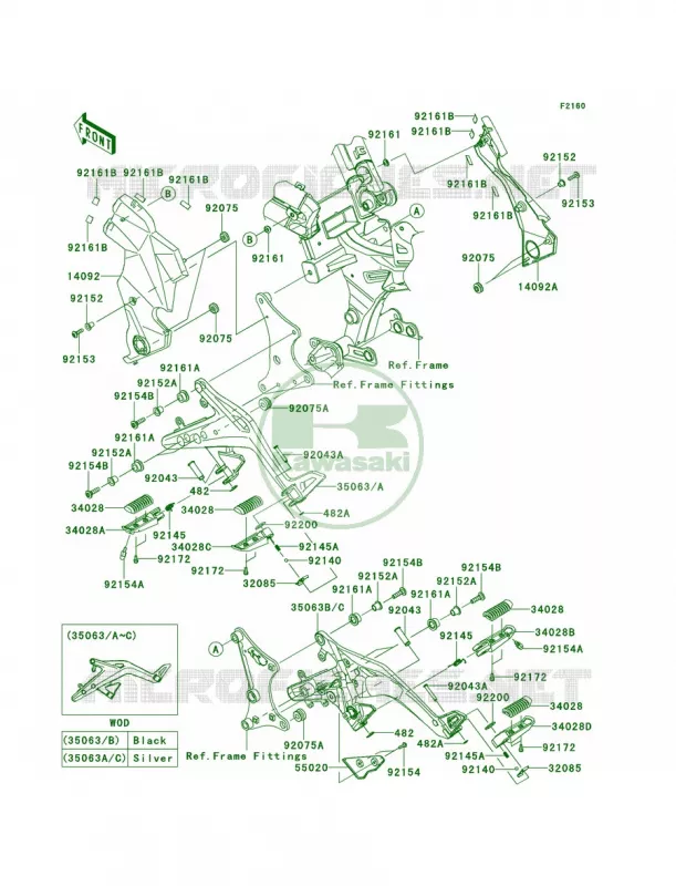 Footrests Kawasaki MOTOS 650 2014 ER-6n  ER650EEF