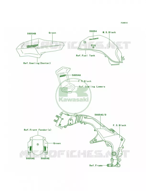 DecalsGreenAEF Kawasaki MOTOS 100 2014 Versys 1000  KLZ1000AEF