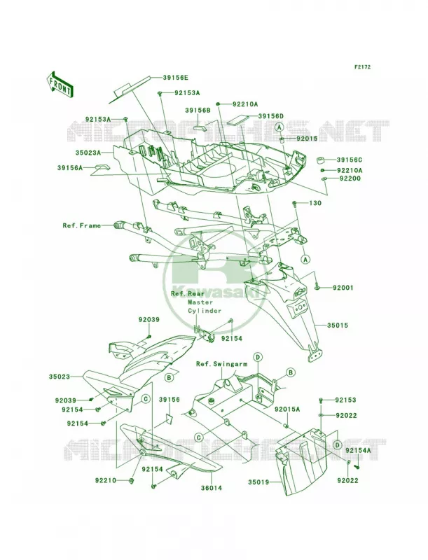 Rear Fenders Kawasaki MOTOS 100 2014 Versys 1000  KLZ1000AEF