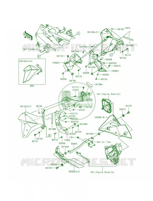 Cowling Lowers Kawasaki MOTOS 800 2014 ZR800  ZR800AEF