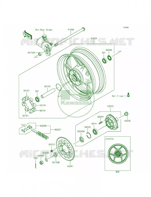 Rear Hub Kawasaki MOTOS 800 2014 ZR800  ZR800AEF