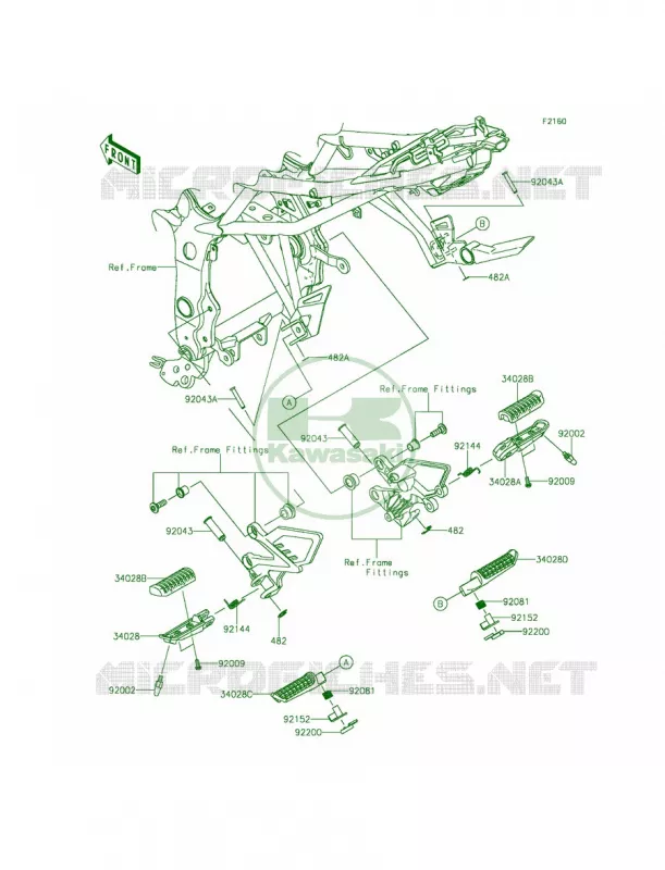 Footrests Kawasaki MOTOS 250 2014 Z250SL  BR250FEF