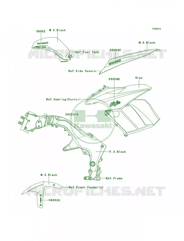 DecalsBlackHCF Kawasaki MOTOS 1000 2013 Ninja 1000 ABS  ZX1000HDF