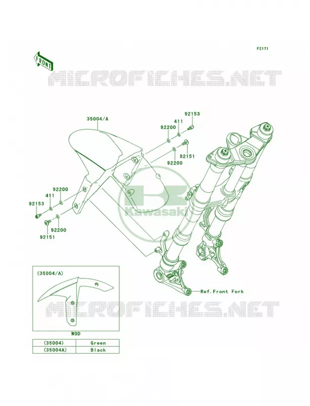 Front Fenders Kawasaki MOTOS 1000 2013 Ninja 1000 ABS  ZX1000HDF