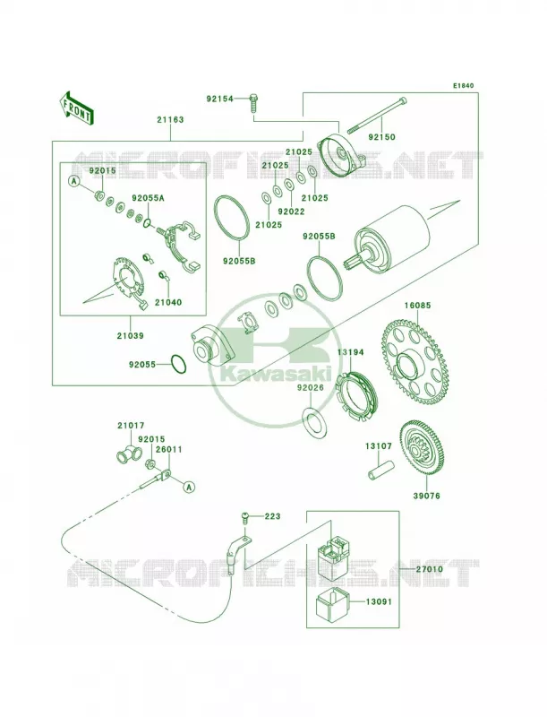 Starter Motor Kawasaki MOTOS 800 2013 W800   EJ800ADF