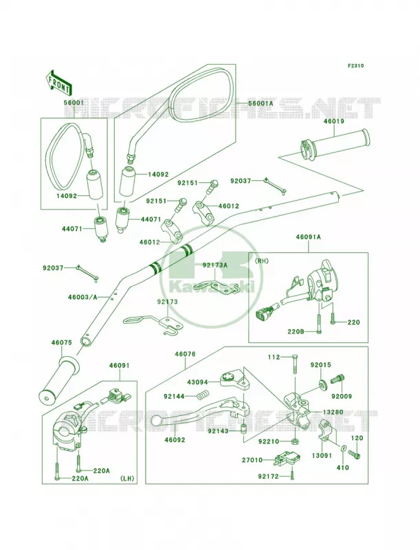 Handlebar Kawasaki MOTOS 800 2013 W800   EJ800ADFA
