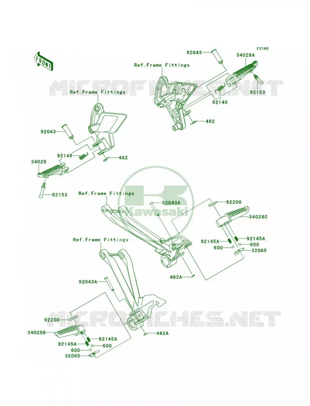Footrests Kawasaki MOTOS 1000 2013 Z1000   ZR1000DDF