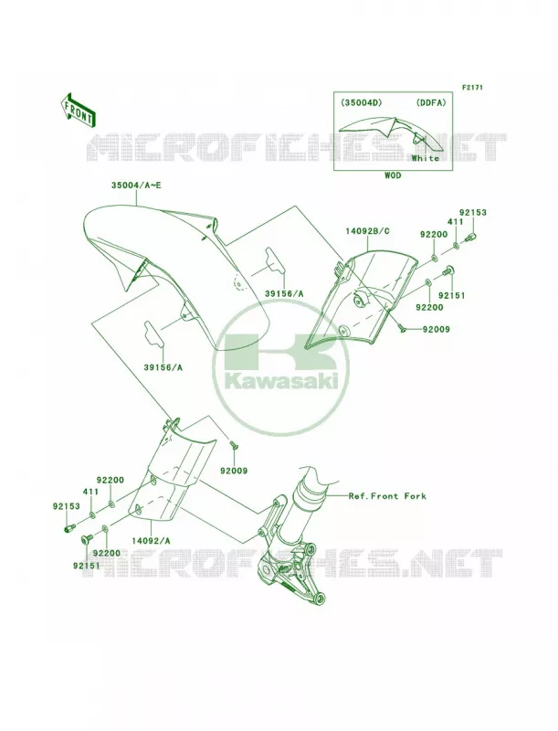 Front Fenders Kawasaki MOTOS 1000 2013 Z1000   ZR1000DDF