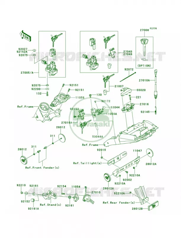 Ignition SwitchLocksReflectors Kawasaki MOTOS 1000 2013 Z1000   ZR1000DDF