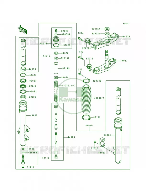 Front ForkKDX200-H4H5 Kawasaki MOTOS 200 1999 KDX200  KDX200-H5