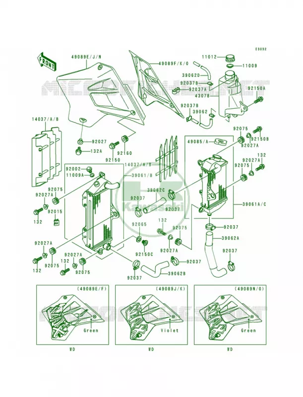 RadiatorKDX200-H1-H3 Kawasaki MOTOS 200 1999 KDX200  KDX200-H5