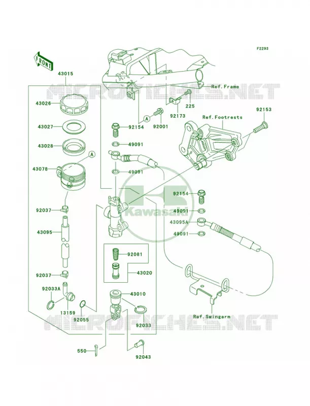 Rear Master Cylinder Kawasaki MOTOS 250 2012 Ninja 250R  EX250JCF