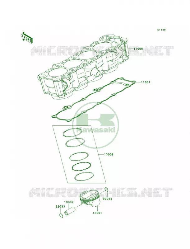 CylinderPistons Kawasaki MOTOS 1000 2012 Ninja 1000 ABS  ZX1000HCF