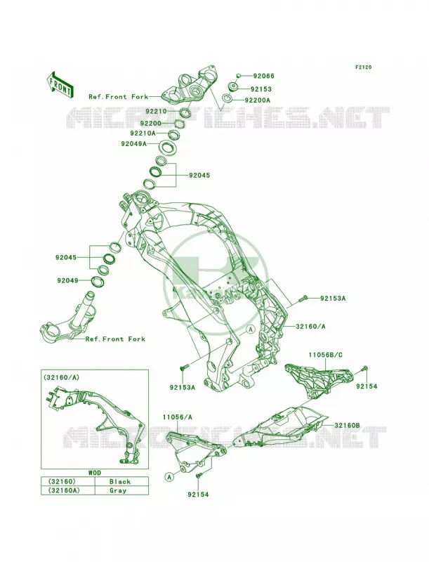 Frame Kawasaki MOTOS 1000 2012 Ninja 1000 ABS  ZX1000HCF
