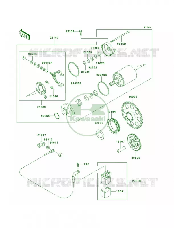 Starter Motor Kawasaki MOTOS 800 2012 W800   EJ800ACFA
