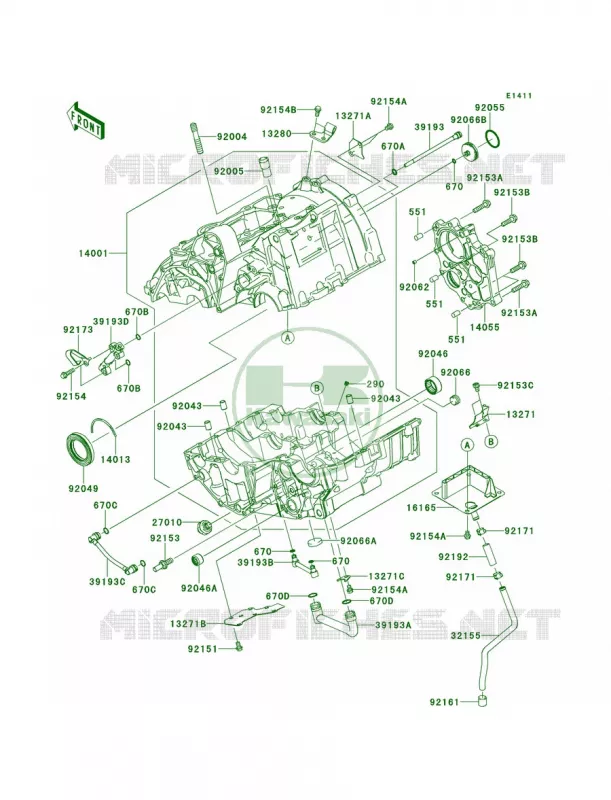 Crankcase Kawasaki MOTOS 650 2012 ER-6n   ER650ECF