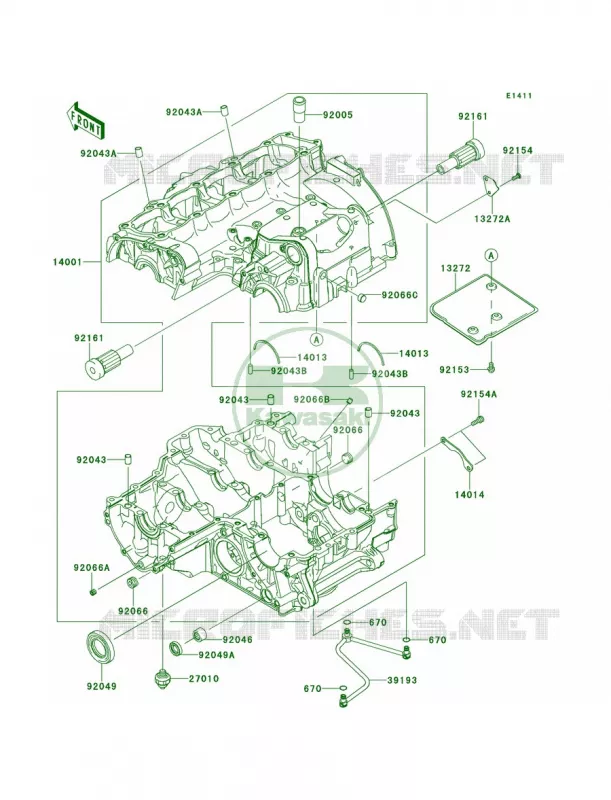 Crankcase Kawasaki MOTOS 100 2012 Versys 1000   KLZ1000ACF