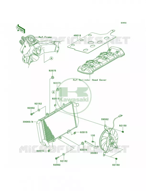 Radiator Kawasaki MOTOS 100 2012 Versys 1000   KLZ1000ACF