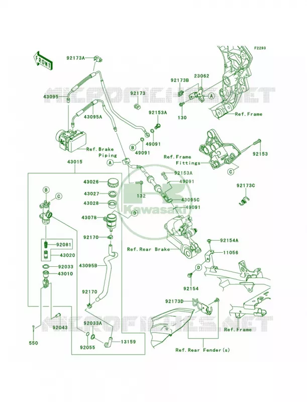 Rear Master Cylinder Kawasaki MOTOS 100 2012 Versys 1000   KLZ1000ACF