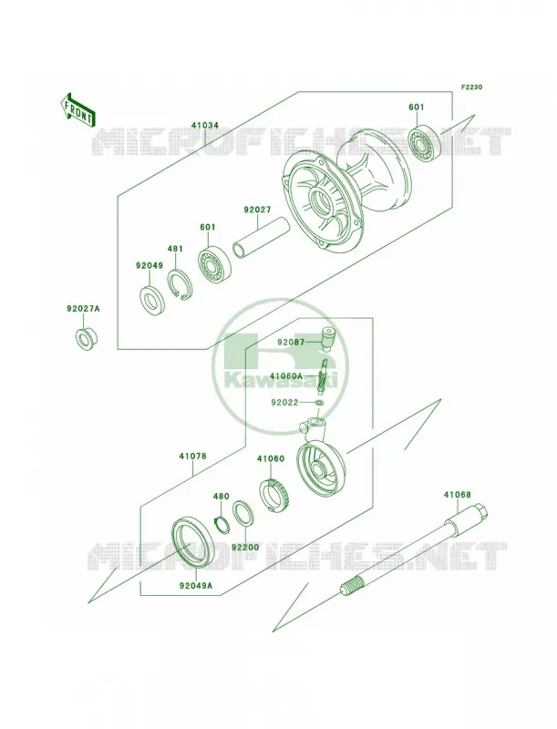 Front Hub Kawasaki MOTOS 220 1999 KDX220R  KDX220-A6