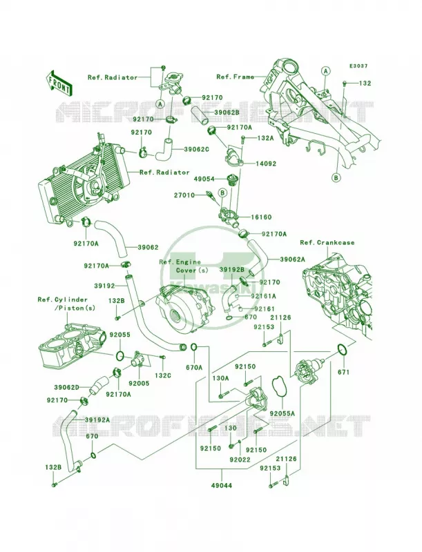 Water Pipe Kawasaki MOTOS 250 2011 Ninja 250R  EX250JBF