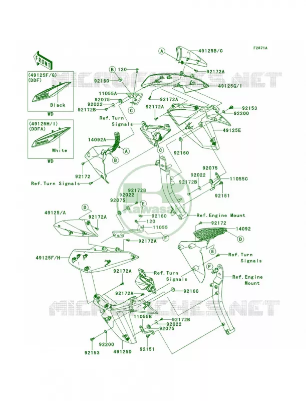 CowlingCenterDDFDDFA Kawasaki MOTOS 1000 2011 Z1000  ZR1000DBF