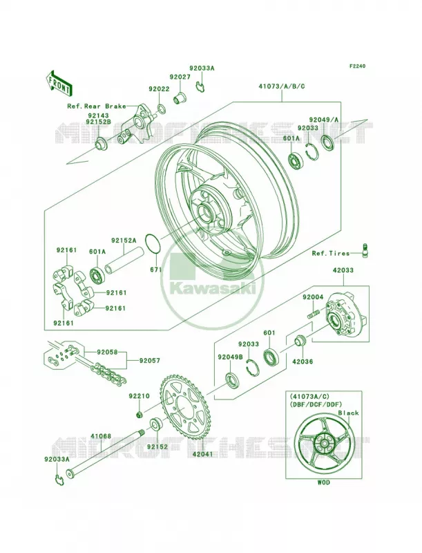 Rear WheelChain Kawasaki MOTOS 1000 2011 Z1000  ZR1000DBF