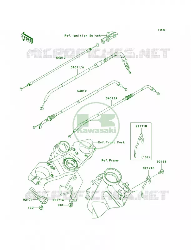 Cables Kawasaki MOTOS 650 2009 Versys   KLE650A9F