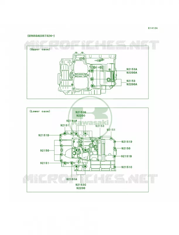 Crankcase Bolt Pattern Kawasaki MOTOS 650 2009 Versys   KLE650A9F
