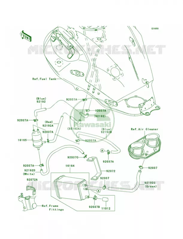 Fuel Evaporative SystemA9FCA Kawasaki MOTOS 650 2009 Versys   KLE650A9F