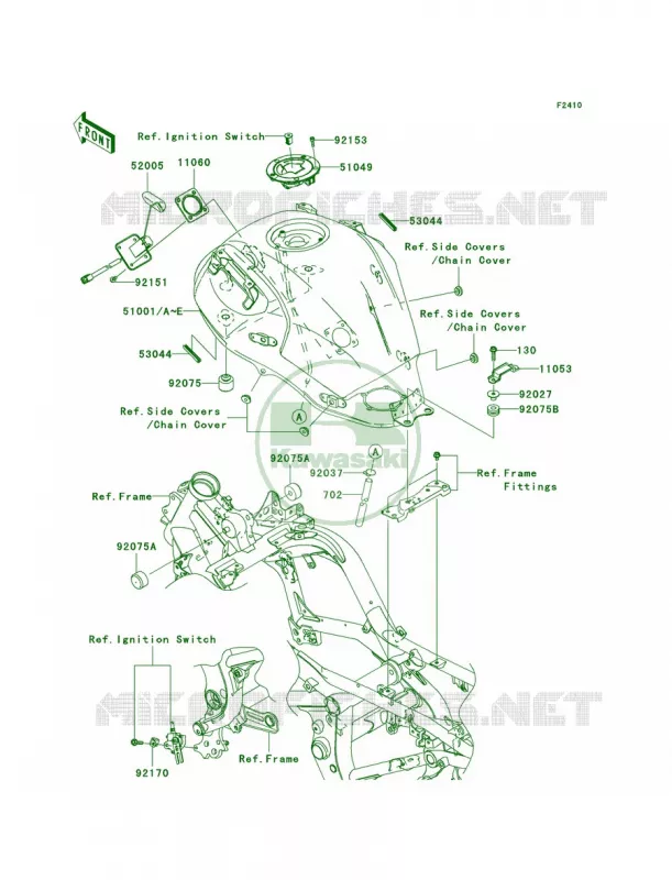 Fuel TankA7FA8F Kawasaki MOTOS 650 2009 Versys   KLE650A9F