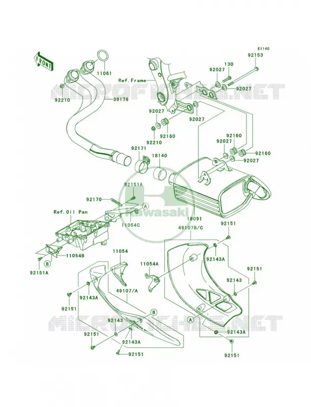 Mufflers Kawasaki MOTOS 650 2009 Versys   KLE650A9F