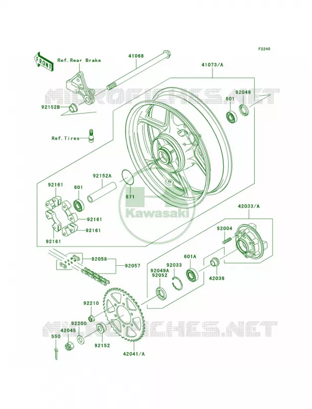 Rear Hub Kawasaki MOTOS 650 2009 Versys   KLE650A9F
