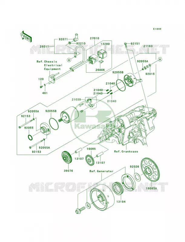 Starter Motor Kawasaki MOTOS 650 2009 Versys   KLE650A9F